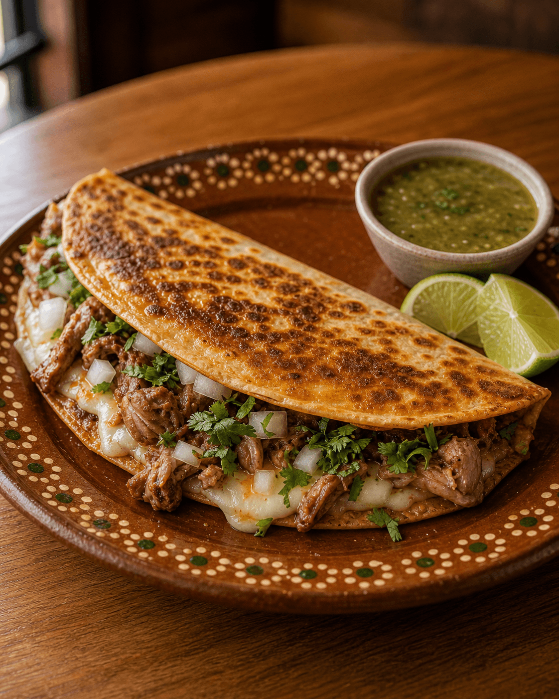 Gordibuenas con tortilla dorada, carne y queso